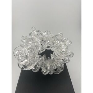 Vintage Lucite Runway Style Stretch Bracelet Large Chunky‎ Clear Artsy Statement